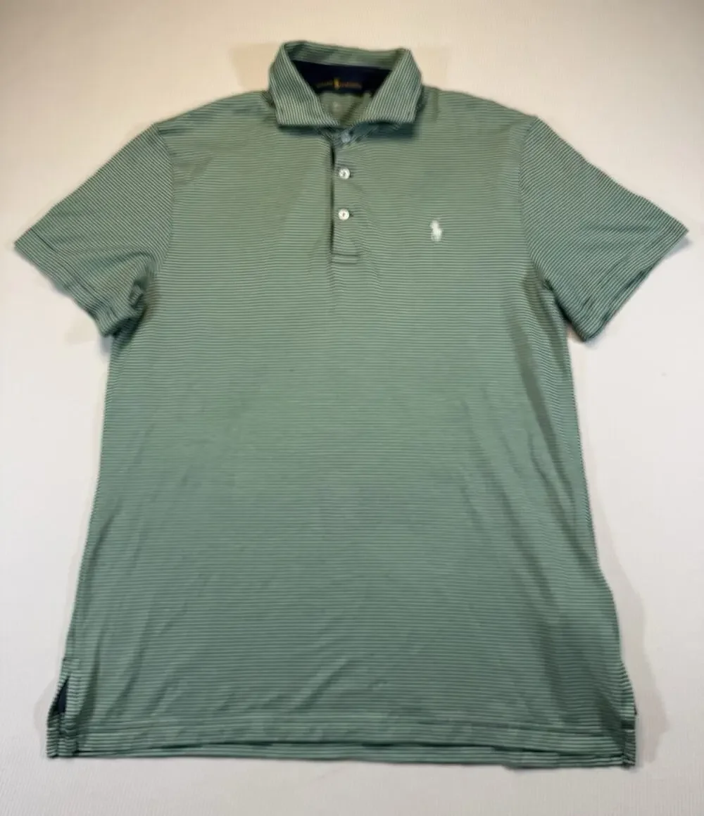 Polo Ralph Lauren Pro Fit Polo Shirt Men’s M Green Striped Cotton Blend Golf